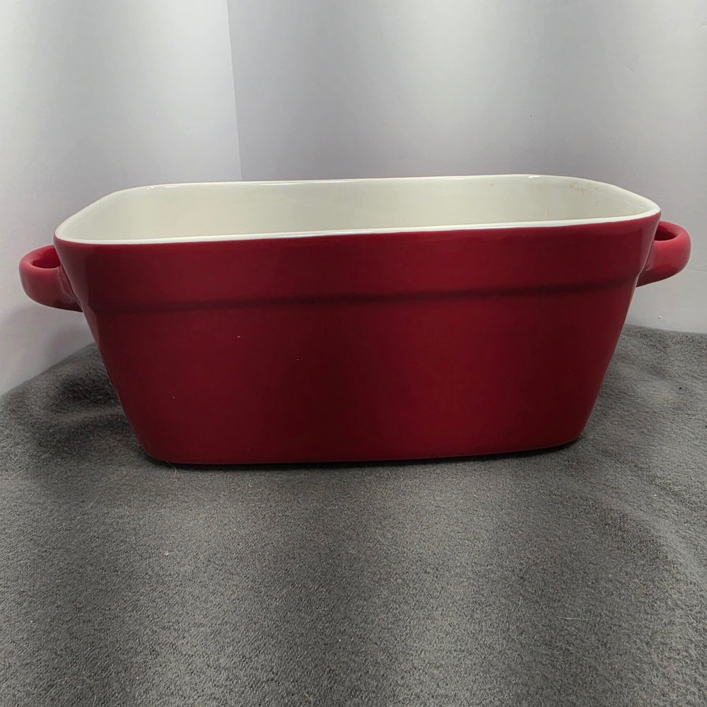 10 Strawberry Street Red Ceramic Rectangular Baker Casserole Dish with Handles